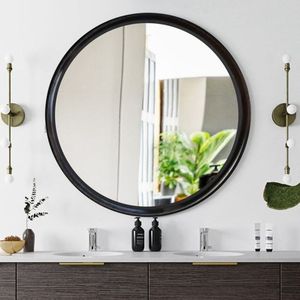 Kellyson Creatives Round Wooden Mirror Big Black 70Cm Circular