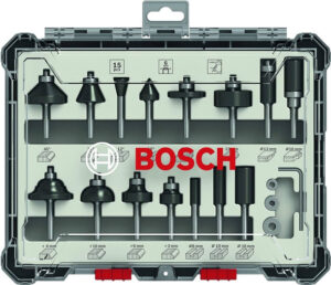 Bosch Professional  15-Piece Set Wood Router Bit Set for 6mm Shank Router