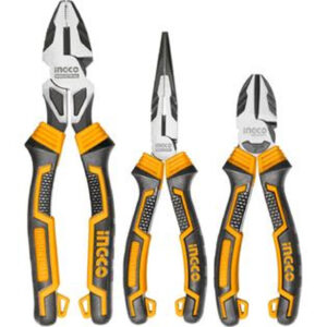 INGCO Pliers Tool Set, 3pcs Large Plier Set,9.5 Inch Combination Pliers,7 Inch Diagonal Cutting Pliers, 8 Inch Needle Nose Pliers H.